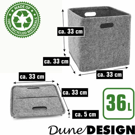 DUNEDESIGN Cube De Rangement 33x33x33 - Box Rangement Compatible Avec Etagere Ikea Kallax - Grau 4 DUNEDESIGN Cube De Rangement 33x33x33 - Box Rangement Compatible Avec Etagere Ikea Kallax - Grau – Image 2