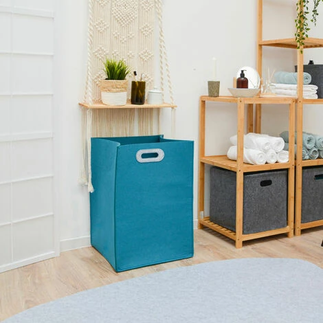 DUNEDESIGN 100l Grande Paniere A Linge Sale En Feutre 43x38x60 Panier A Linge Sale Pliable - Blau 5 DUNEDESIGN 100l Grande Paniere A Linge Sale En Feutre 43x38x60 Panier A Linge Sale Pliable - Blau – Image 3