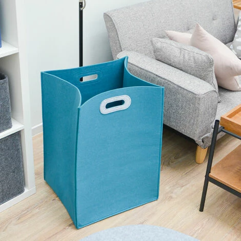 DUNEDESIGN 100l Grande Paniere A Linge Sale En Feutre 43x38x60 Panier A Linge Sale Pliable - Blau 6 DUNEDESIGN 100l Grande Paniere A Linge Sale En Feutre 43x38x60 Panier A Linge Sale Pliable - Blau – Image 4
