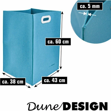DUNEDESIGN 100l Grande Paniere A Linge Sale En Feutre 43x38x60 Panier A Linge Sale Pliable - Blau 7 DUNEDESIGN 100l Grande Paniere A Linge Sale En Feutre 43x38x60 Panier A Linge Sale Pliable - Blau – Image 5