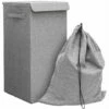DUNEDESIGN 50L Panier à Linge Sale Avec Couvercle Et Sac à Linge 30x30x60 Bac De Rangement - Grau