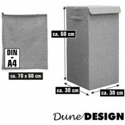 DUNEDESIGN 50L Panier à Linge Sale Avec Couvercle Et Sac à Linge 30x30x60 Bac De Rangement - Grau -DUNEDESIGN Sales 2024 73824430 3