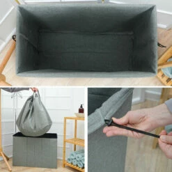 DUNEDESIGN 85l Panier à Linge Avec Couvercle & Sac à Linge 62x31 Panier à Linge Avec Siège - Grau -DUNEDESIGN Sales 2024 75989440 4