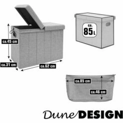 DUNEDESIGN 85l Panier à Linge Avec Couvercle & Sac à Linge 62x31 Panier à Linge Avec Siège - Grau -DUNEDESIGN Sales 2024 75989440 5