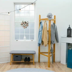 DUNEDESIGN Echelle Bambou Salle De Bain - 180x180 Porte-Serviettes Sur Pied Etagere Echelle - Braun -DUNEDESIGN Sales 2024 77774761 3